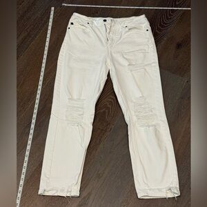 KanCan women's Cream Distressed Jeans
